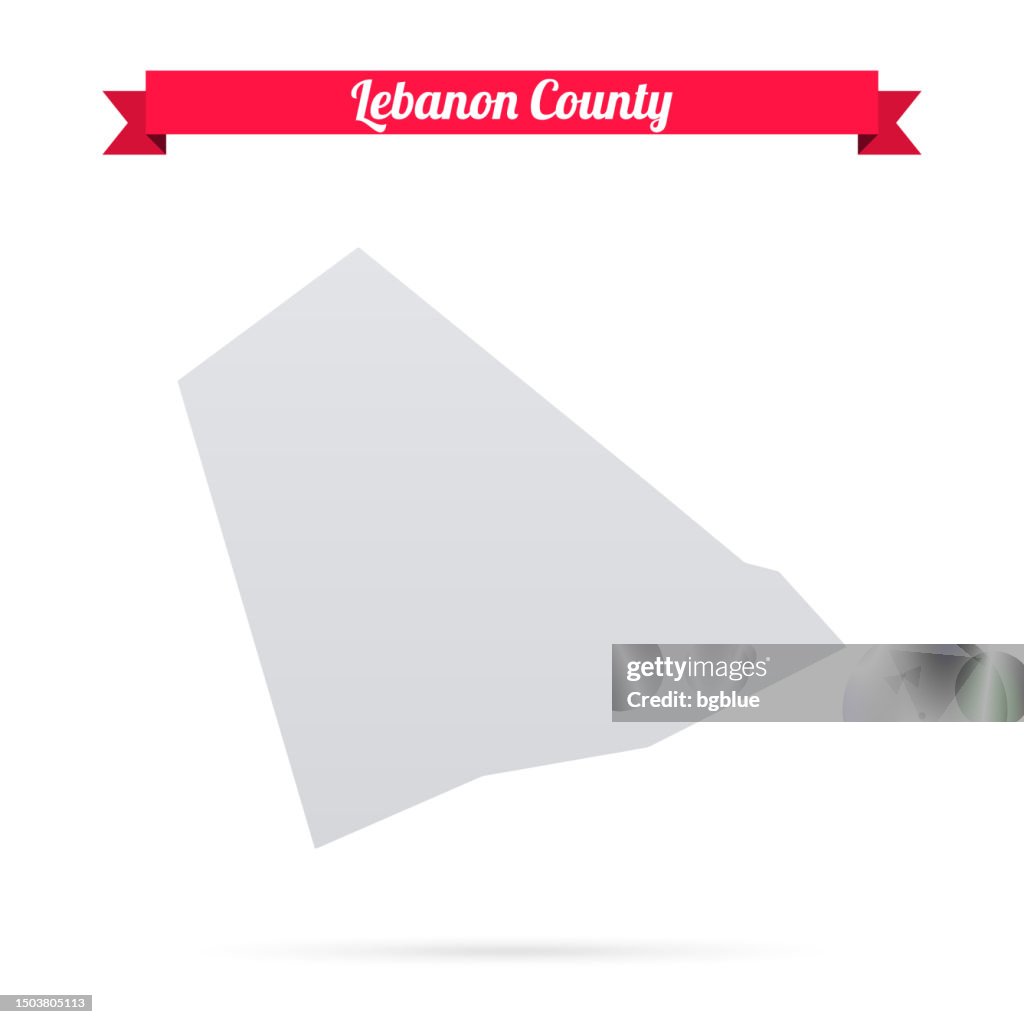 Lebanon County, Pennsylvania. Map on white background with red banner