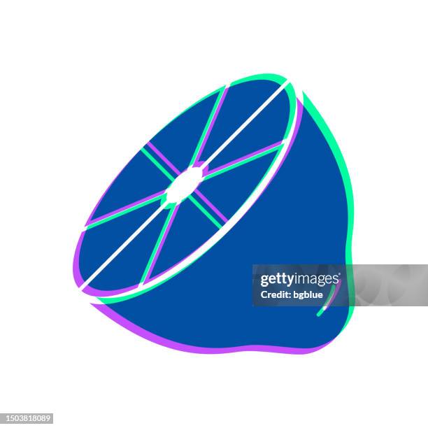 half lemon. icon with two color overlay on white background - two circles overlap stock illustrations