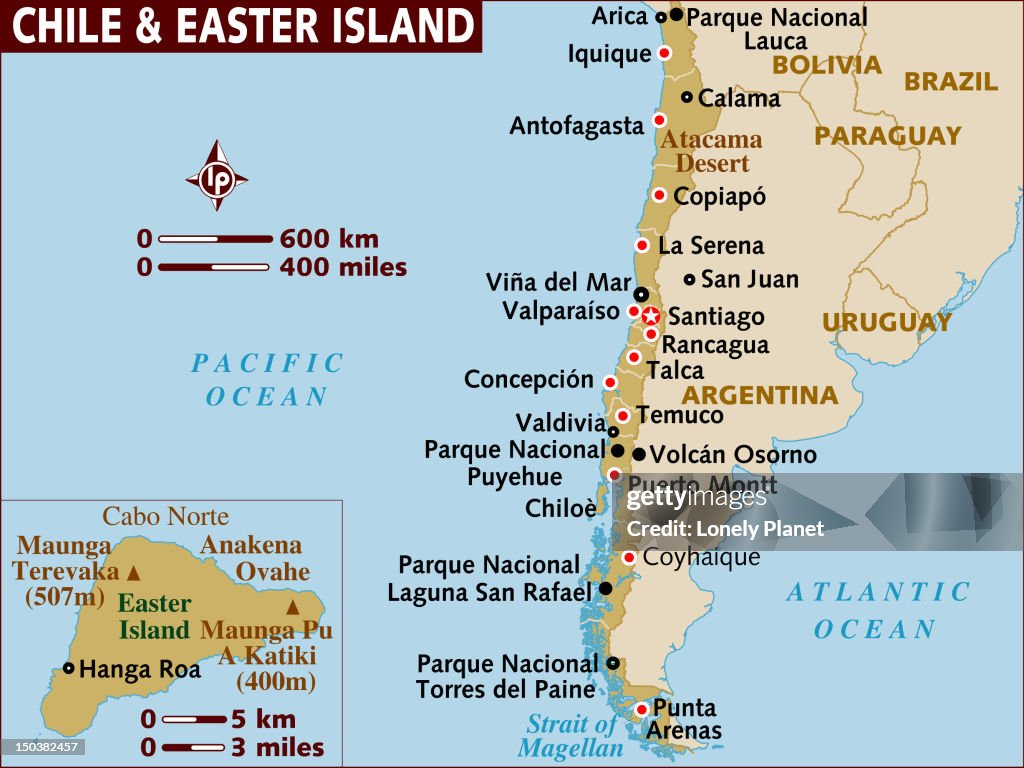 Map of Chile and Easter Island.