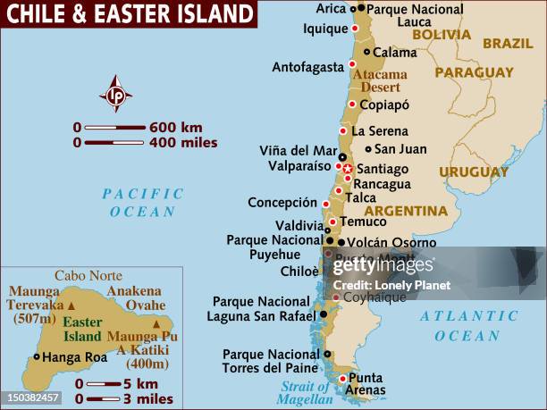 map of chile and easter island. - osorno stock illustrations