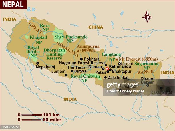 map of nepal. - pokhara nepal stock illustrations