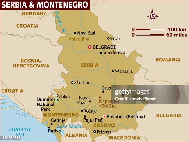 map of former union of serbia and montenegro (yugoslavia). - prishtina stock illustrations