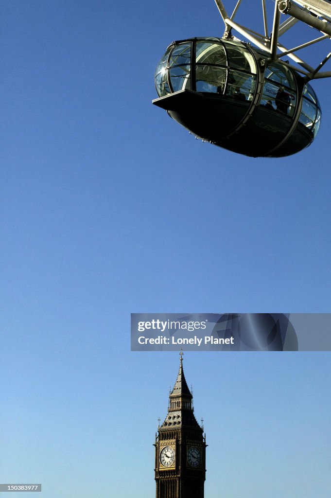 London Eye capsule and Big Ben.