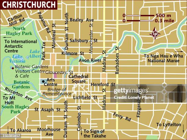 map of christchurch. - lichfield stock illustrations