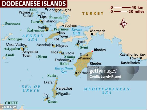 map of dodecanese islands. - kos stock-grafiken, -clipart, -cartoons und -symbole