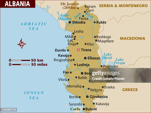map of albania. - berat albania stock illustrations