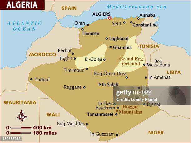 map of algeria. - in aménas stock illustrations