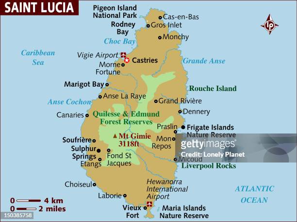 map of st lucia. - marigot stock illustrations