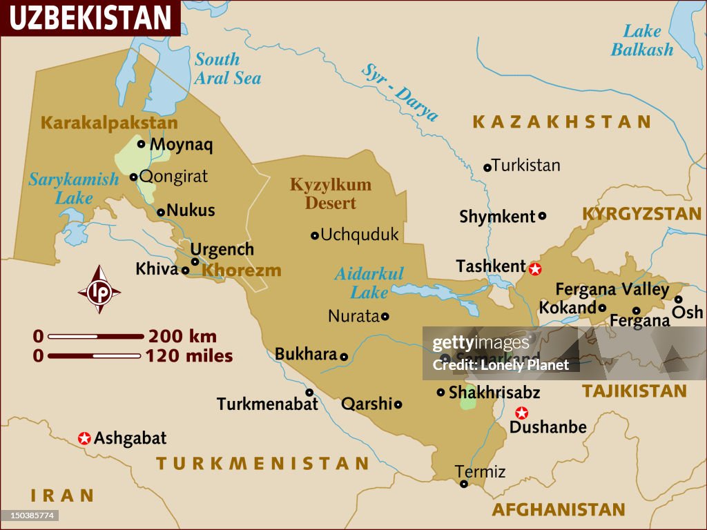 Map of Uzbekistan.