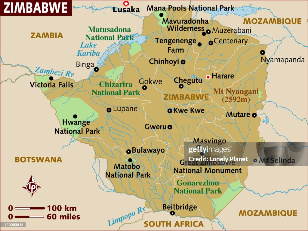 Map of Zimbabwe.