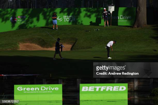 General view of the 10th green as Deon Germishuys of South Africa putts during Day One of the Betfred British Masters hosted by Sir Nick Faldo 2023...