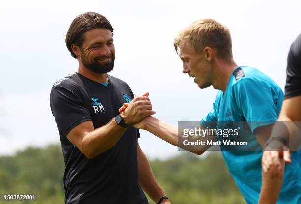 Southampton manager Russell Martin and James Ward-Prowse as Southampton FC players return for their first day of pre season at the Staplewood Campus...