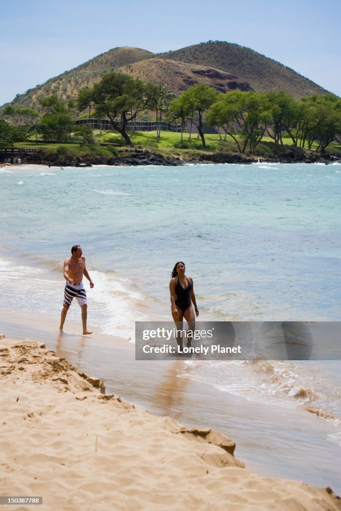 Relaxing on Malu'aka Beach, South Maui.