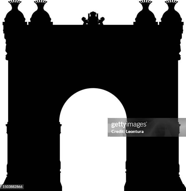 arc de triomf, barcelona, spain - arc de triomf barcelona stock illustrations