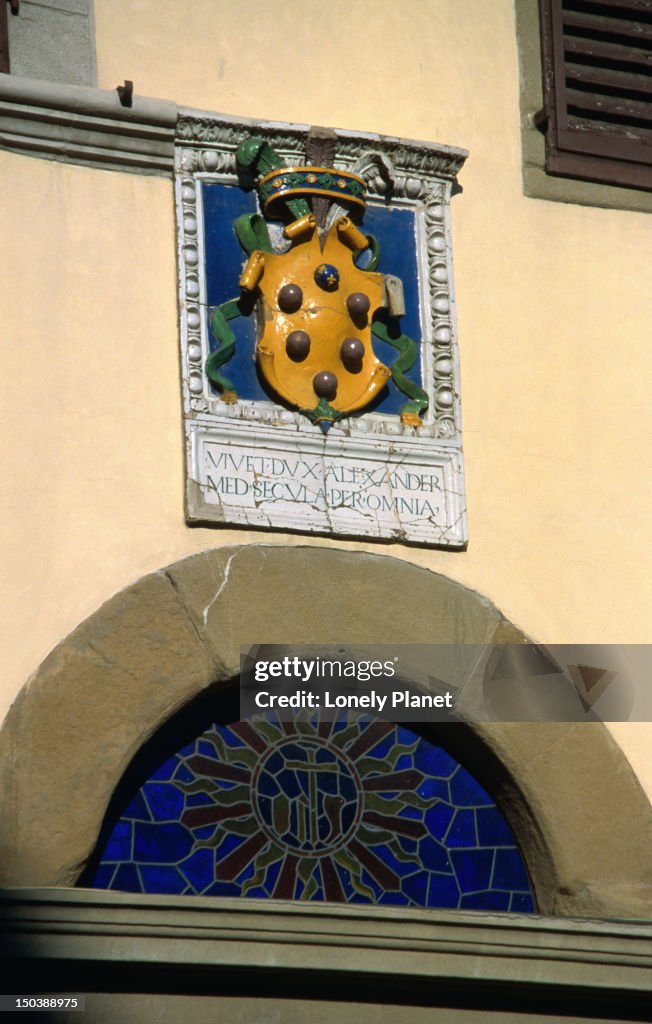 Glazed terracotta on the facade of Ognissanti church.