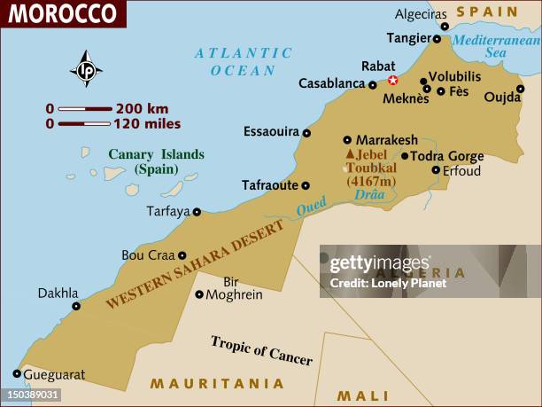 map of morocco. - jebel toubkal stock illustrations