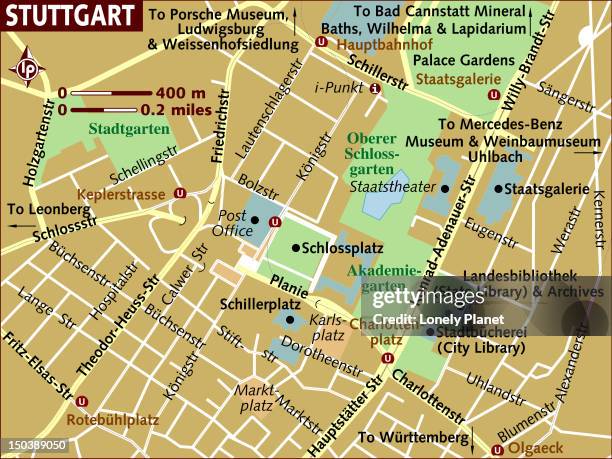 ilustraciones, imágenes clip art, dibujos animados e iconos de stock de map of stuttgart. - staatsgalerie