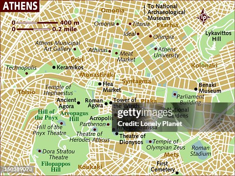 Athens Simple Map Map Of Athens High-Res Vector Graphic - Getty Images
