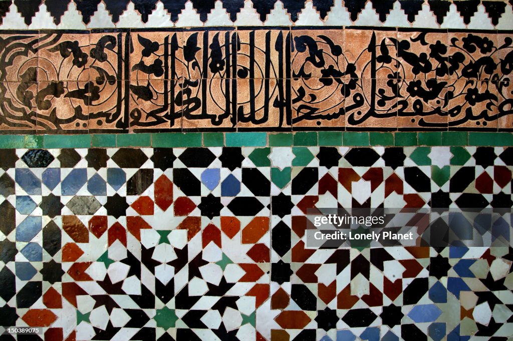 Mosaic detail at Ali Ben Youssef Medersa.