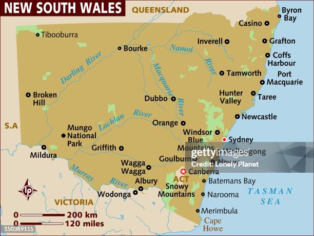 map of new south wales. - tamworth bundesstaat new south wales stock-grafiken, -clipart, -cartoons und -symbole