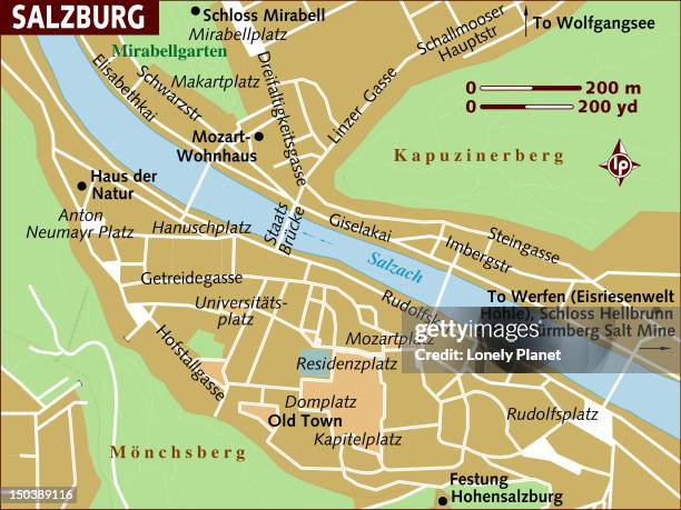 stockillustraties, clipart, cartoons en iconen met map of salzburg. - wohnhaus