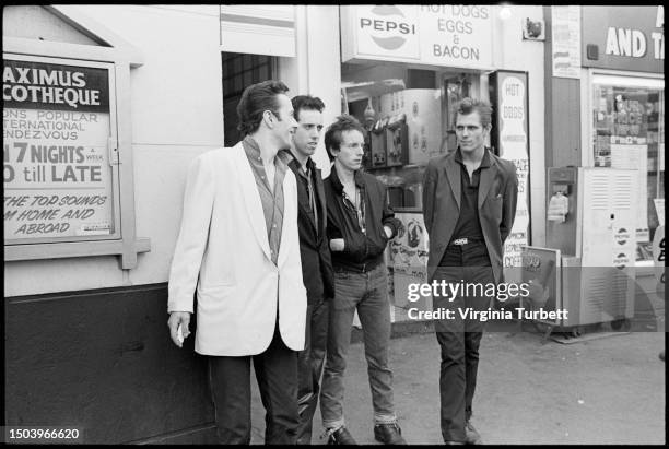 The Clash, group portrait before playing a secret show at Notre Dame hall, Leciester Square, London, 6th July 1979.