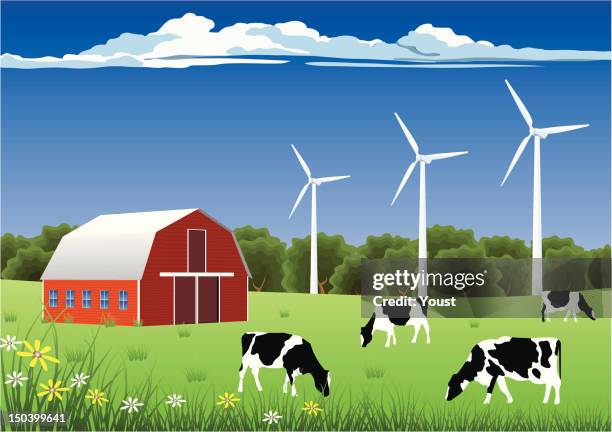 wind-energie für die landwirte - koppel stock-grafiken, -clipart, -cartoons und -symbole