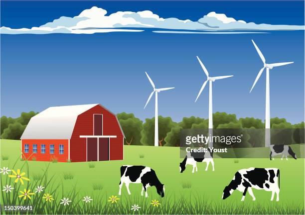 風力エネルギーの農家 - 牧場点のイラスト素材／クリップアート素材／マンガ素材／アイコン素材