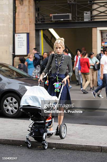 Peaches Geldof and son Astala sighted in Central London on August 16, 2012 in London, England.