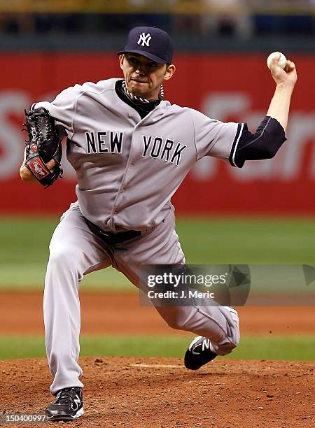 Pitcher Clay Rapada of the New York Yankees pitches against the Tampa Bay Rays during the game at Tropicana Field on July 2, 2012 in St. Petersburg,...