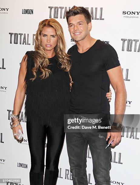 Katie Price and Leandro Penna attend the UK Premiere of 'Total Recall' at the Vue West End on August 16, 2012 in London, England.