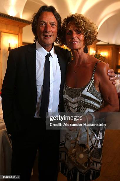 Hans-Wilhelm Mueller Wohlfahrt pose with his wife Karin Mueller Wohlfahrt during Hans-Wilhelm Mueller Wohlfahrts' 70th birthday celebration at...