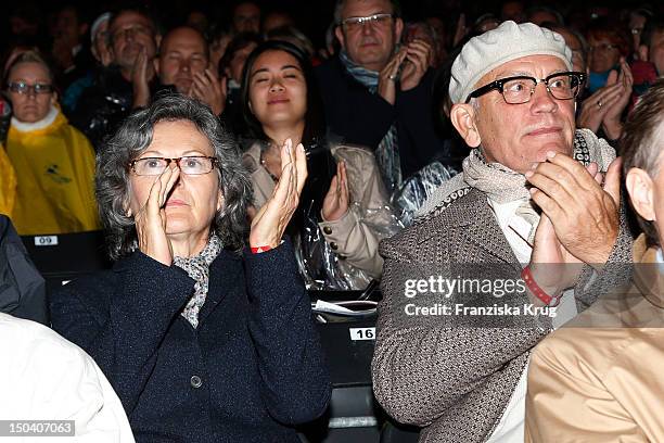 Nicoletta Peyran and her husband John Malkovich attend the 'Seefestspiele' Open With Carmen in the Wannseebad on August 16, 2012 in Berlin, Germany.