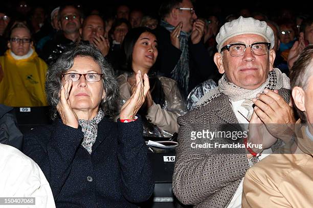 Nicoletta Peyran and her husband John Malkovich attend the 'Seefestspiele' Open With Carmen in the Wannseebad on August 16, 2012 in Berlin, Germany.