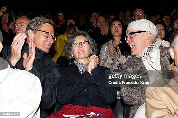 Guido Westerwelle, Nicoletta Peyran and her husband John Malkovich attend the 'Seefestspiele' Open With Carmen in the Wannseebad on August 16, 2012...