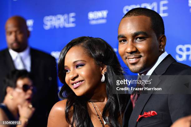 Bobbi Kristina Brown and Nick Gordon arrive at Tri-Star Pictures' "Sparkle" premiere at Grauman's Chinese Theatre on August 16, 2012 in Hollywood,...