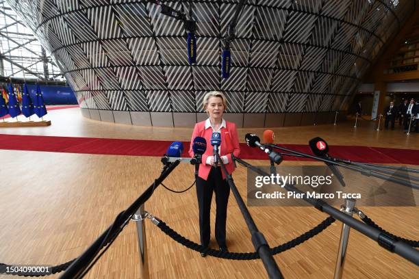 Ursula von der Leyen, President of European Commision attends the European Council Summit on June 29, 2023 in Brussels, Belgium. European Union...