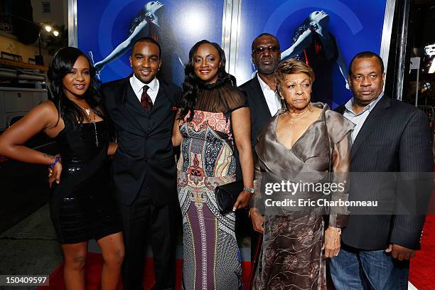 Bobbi Kristina Brown, Nick Gordon, Pat Houston, Gary Houston, Cissy Houston, and Michael Houston at TriStar Pictures "Sparkle" Premiere held at...