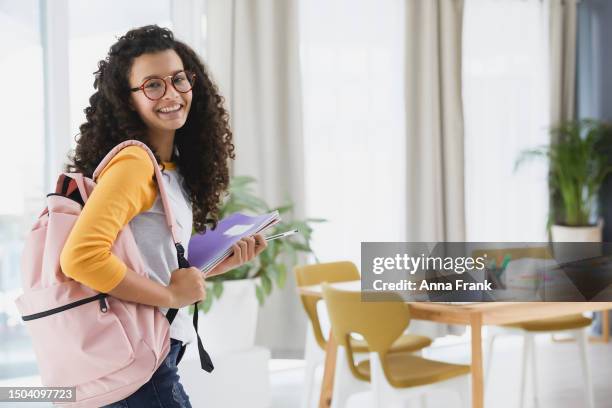 time for a new school year - 14 year old biracial girl curly hair stock pictures, royalty-free photos & images