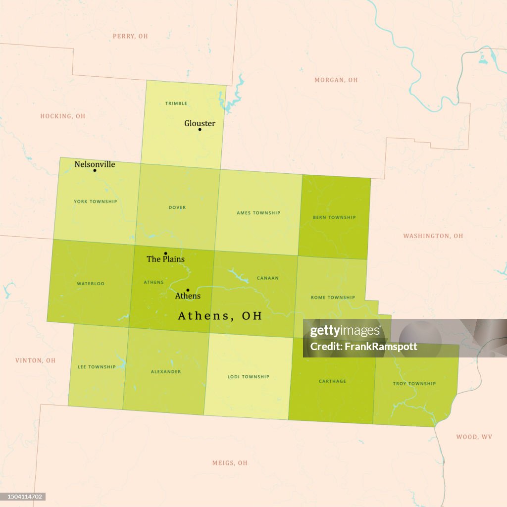 OH Athens County Vector Map Green