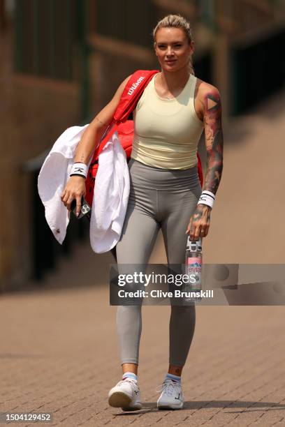 Tereza Martincova of Czech Republic looks on ahead of The Championships - Wimbledon 2023 at All England Lawn Tennis and Croquet Club on June 29, 2023...