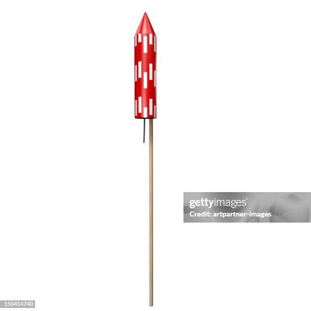 red rocket firework, on white - firework rocket stock pictures, royalty-free photos & images