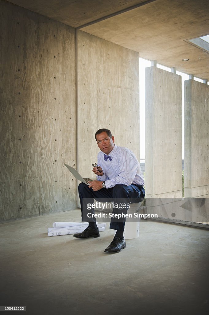 Portrait of the architect on the project site