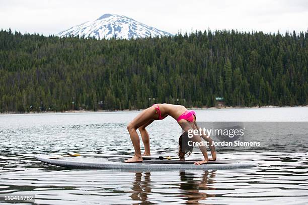 woman stand up paddle boarding. - the bachelor imagens e fotografias de stock