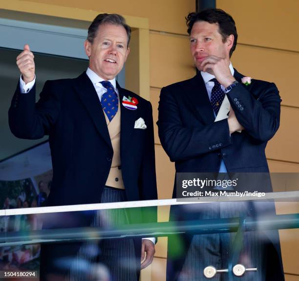 Vice Admiral Sir Tony Johnstone-Burt and Lieutenant Colonel Johnny Thompson attend day one of Royal Ascot 2023 at Ascot Racecourse on June 20, 2023...