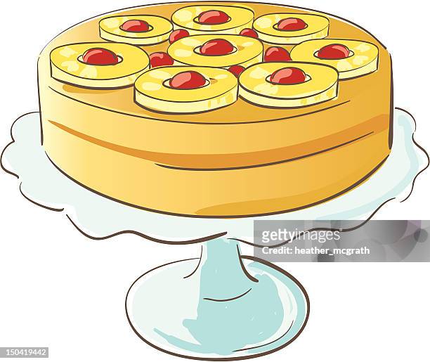 pineapple upside down cake - cakestand stock illustrations