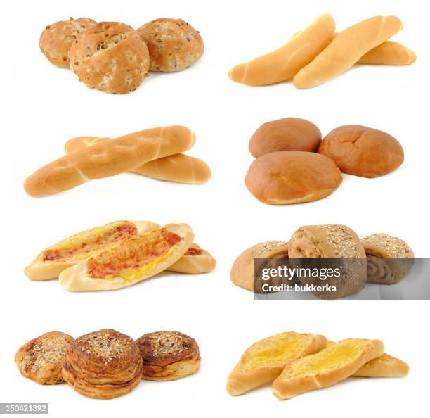 bakery collection - croissant white background stockfoto's en -beelden