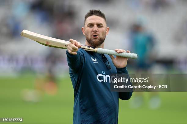 England coach Brendon McCullum during Day One of the LV= Insurance Ashes 2nd Test match between England and Australia at Lord's Cricket Ground on...
