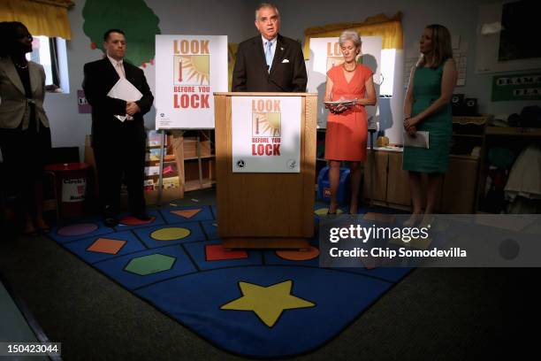 Transportation Secretary Ray LaHood and Health and Human Services Secretary Kathleen Sebelius hold a news conference to launch the "Look Before You...