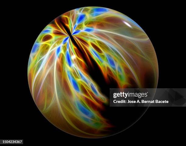 geometric figure in the form of a sphere with trails of light inside. - ink wash painting stock pictures, royalty-free photos & images